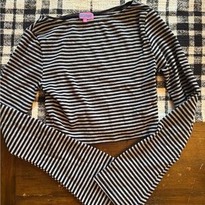 Edikted Black and Gray Striped Blouse